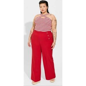 TORRID 1 WIDE LEG STUDIO REFINED CREPE HIGH-RISE PANT & STRIPE TOP SET-NAUTICAL